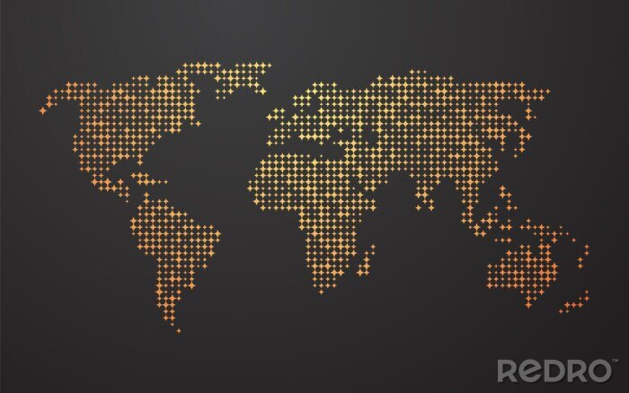 Sticker  carte du monde composé des formes de jaune orange