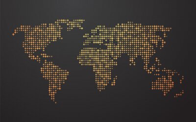 Sticker  carte du monde composé des formes de jaune orange