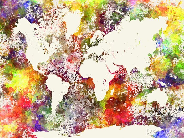 Sticker  Carte du monde dans aquarelle abstraite de fond