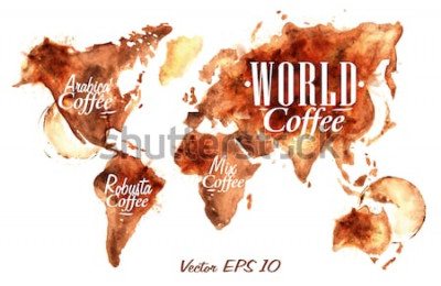 Sticker  Carte du monde dans un style café