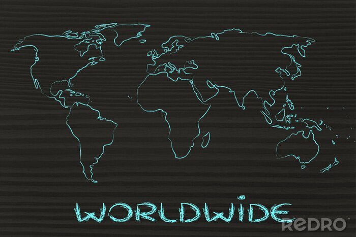 Sticker  carte du monde design: aller mondial