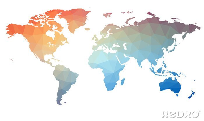 Sticker  Carte du monde en triangles.