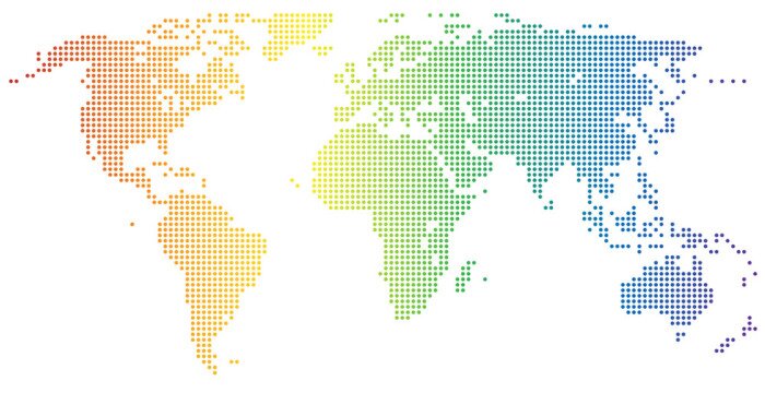 Sticker  Carte du monde faite de points colorés