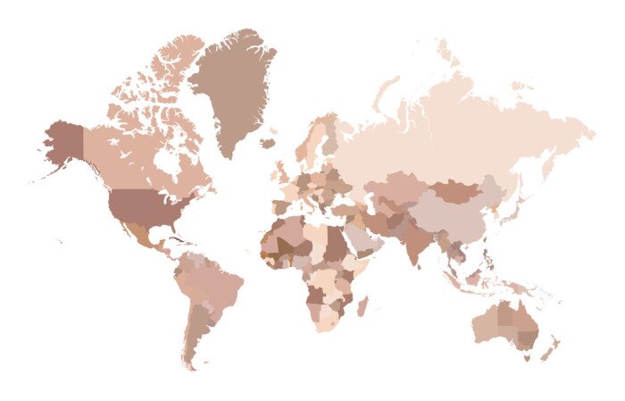 Sticker  Carte du monde multicolore, Vector illustration.