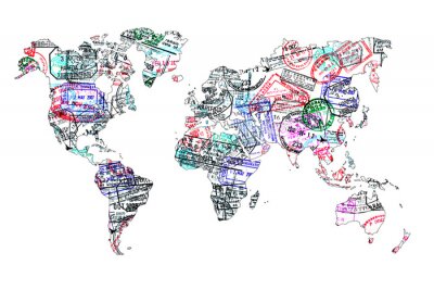 Carte du monde tampons de passeport, Isolé