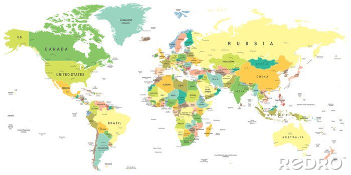 Sticker  Carte du monde - très détaillées illustration vectorielle.