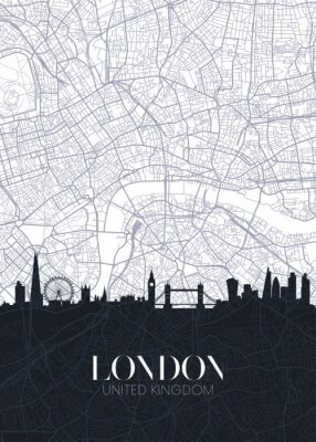 Carte en noir et blanc de Londres