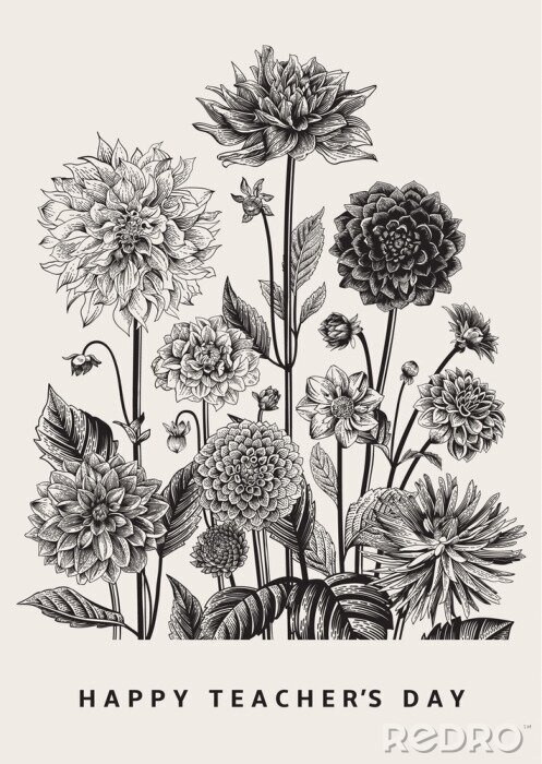 Sticker  Carte florale rétro pour la Journée des enseignants