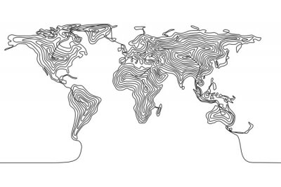 Sticker  Carte linéaire du monde