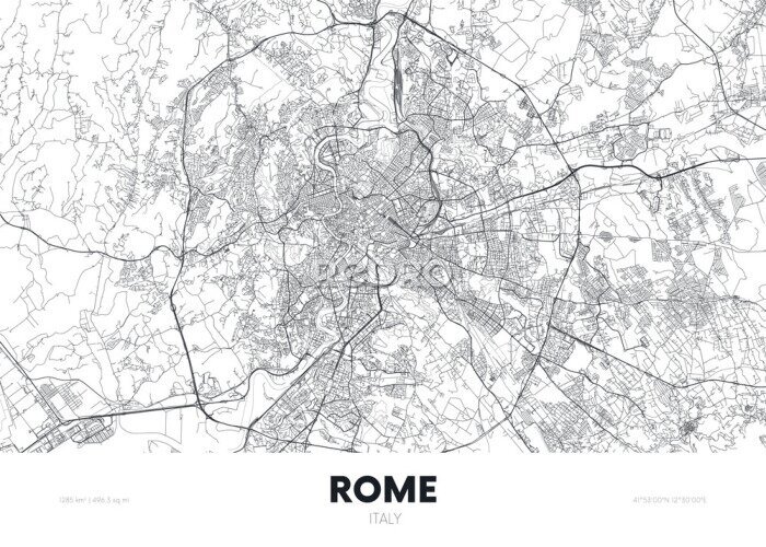 Sticker  Carte minimaliste de Rome
