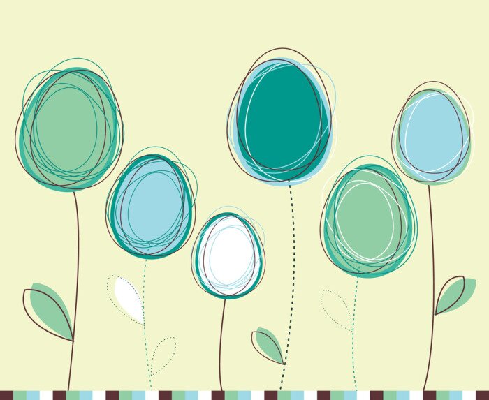 Sticker  Carte oeufs de Pâques-fleurs