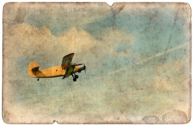 Carte postale militaire Vintage isolé, vol de biplan