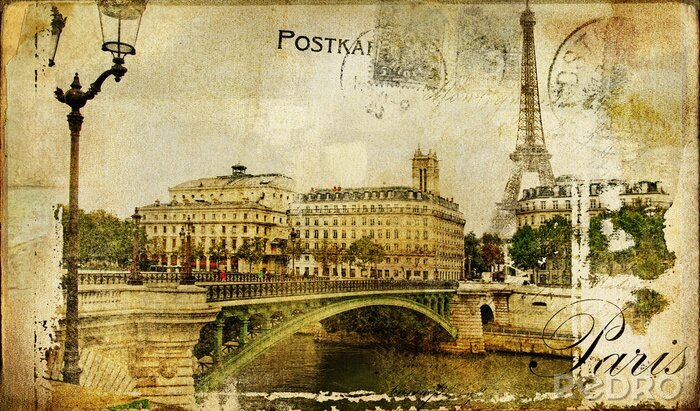 Sticker  Carte postale rétro Paris