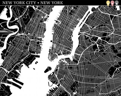 Sticker  Carte simple de la ville de New York, New York