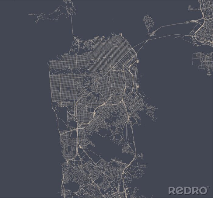 Sticker  carte vectorielle de la ville de San Francisco, USA