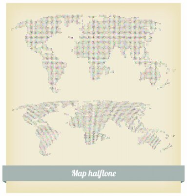 Sticker  Carte vectorielle en demi-teinte