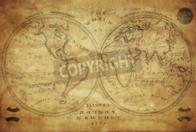 Sticker  carte vintage du monde 1833