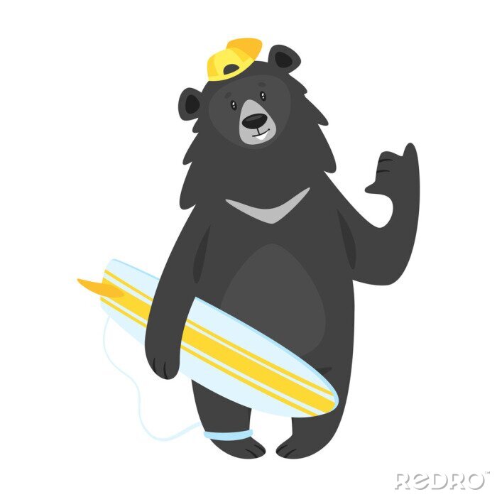 Sticker  cartoon black cool bear