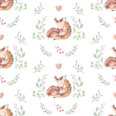 Papier peint à motif  Cerf avec maman