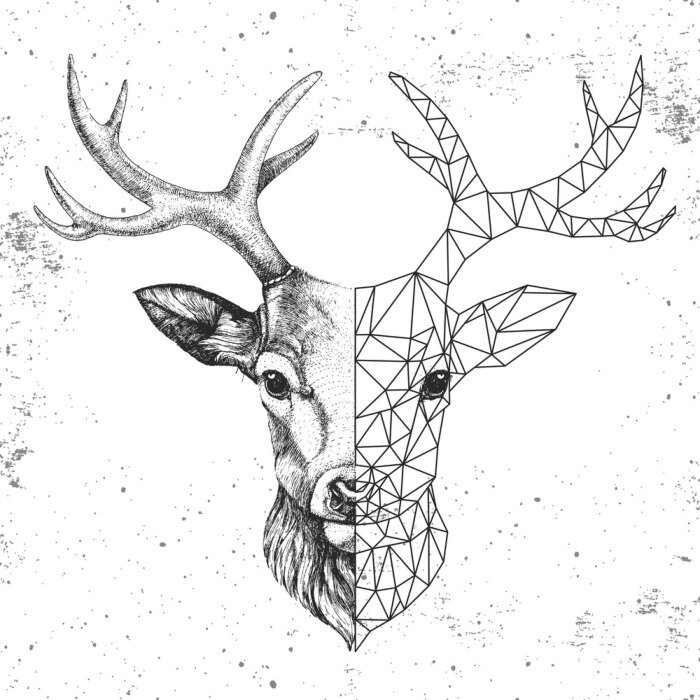 Sticker  Cerf hipster noir et blanc