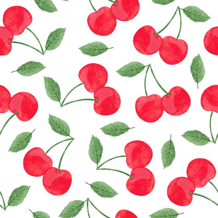 Sticker  Cerises rouges et feuilles vertes