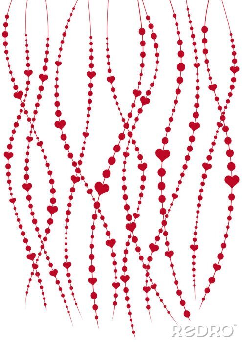 Sticker  chaînes de coeur rouge