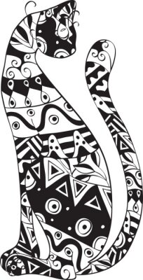 Sticker  chat avec un ornement sur le corps