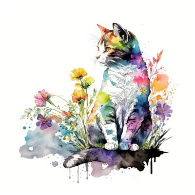 Sticker  Chat sur le pré