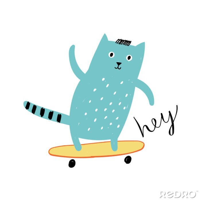 Sticker  Chat sur un skateboard