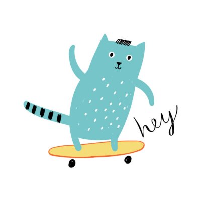 Sticker  Chat sur un skateboard