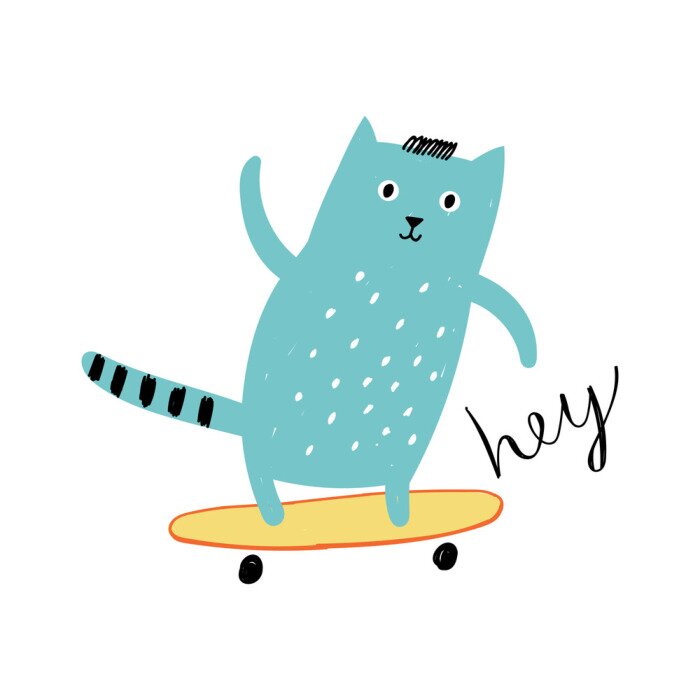 Sticker  Chat sur un skateboard