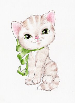 Sticker  Chaton avec un nœud