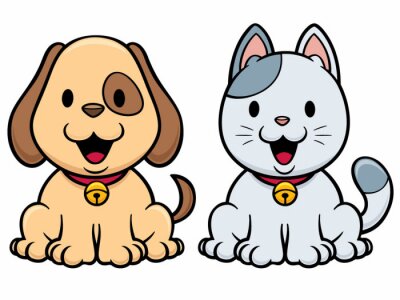 Sticker  Chats et chiens graphiques joyeux pour les enfants
