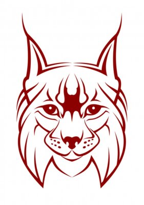 Sticker  Chef de lynx comme une mascotte isolé sur blanc