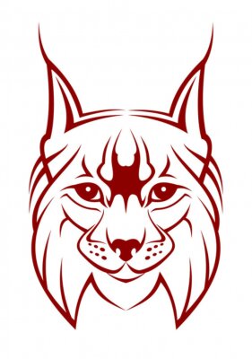 Sticker  Chef de lynx comme une mascotte isolé sur blanc