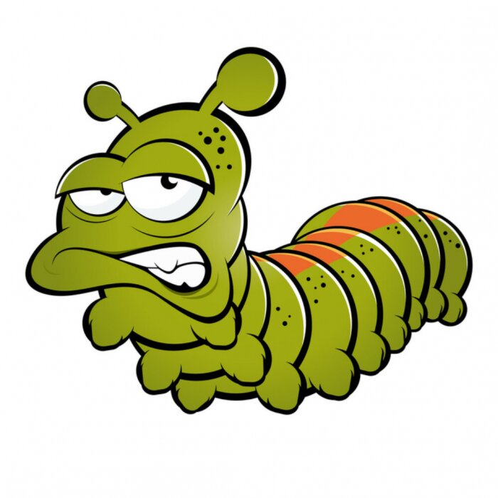 Sticker  Chenille verte avec une bande orange