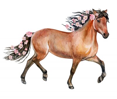 Sticker  Cheval avec des fleurs