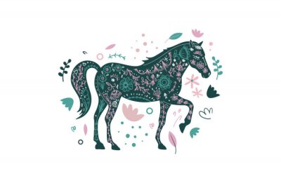 Sticker  Cheval avec des ornements