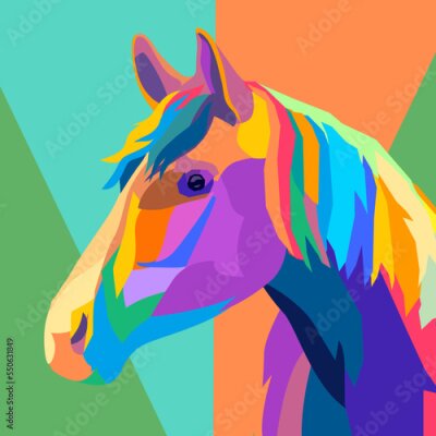Sticker  Cheval color? dans un style pop art