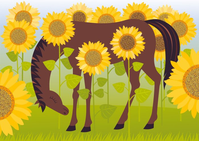Sticker  Cheval et tournesols