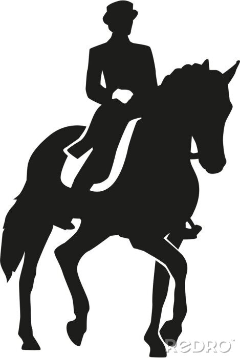Sticker  Chevaux cheval équestre avec un cavalier sur la crête.