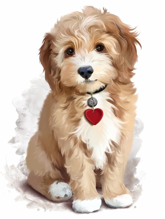 Sticker  Chien avec un collier avec un coeur