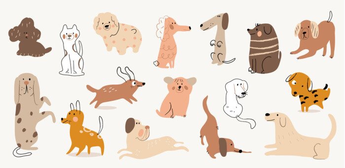 Sticker  Chiens style dessins animés