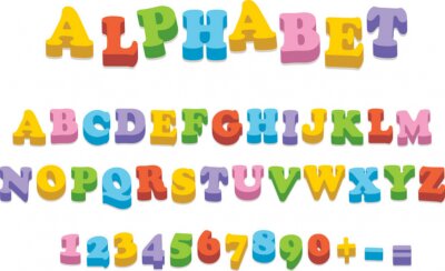 Sticker  Chiffres arc-en-ciel et lettres de l'alphabet