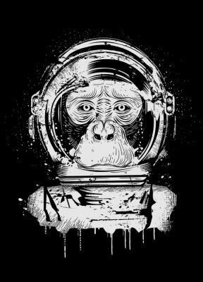 Sticker  Chimpanzé dans un graphique de casque d'astronaute