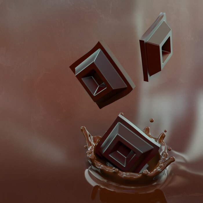 Sticker  Chocolat en cubes et fondu