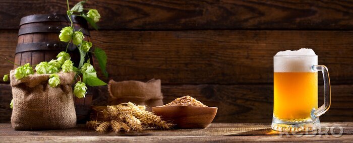 Sticker  Chope de bière blé houblon et fût