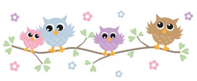 Sticker  Chouette arbre sur une branche