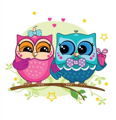 Sticker  Chouette bébé assis sur une branche