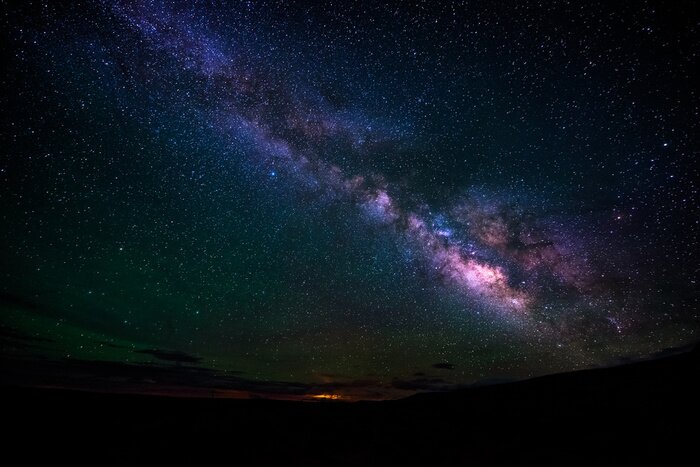 Sticker  Ciel étoilé de galaxie et paysage noir